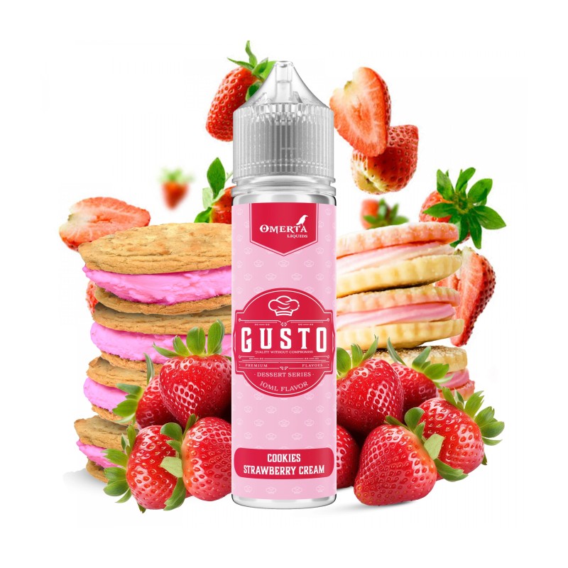 Longfill Omerta 10/60ml - Gusto Cookies Strawberry Cream (A25) | Eliq Vapoteur
