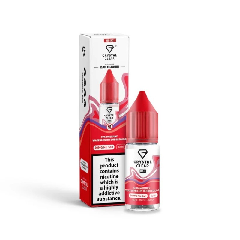 Liquid Crystal Clear Salts 10ml - Strawberry Watermelon Bubblegum 20mg | Eliq Vapoteur