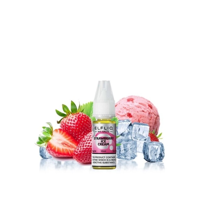 Liquid Elfbar Elfliq Salt 10ml - Strawberry Ice Cream | Eliq Vapoteur