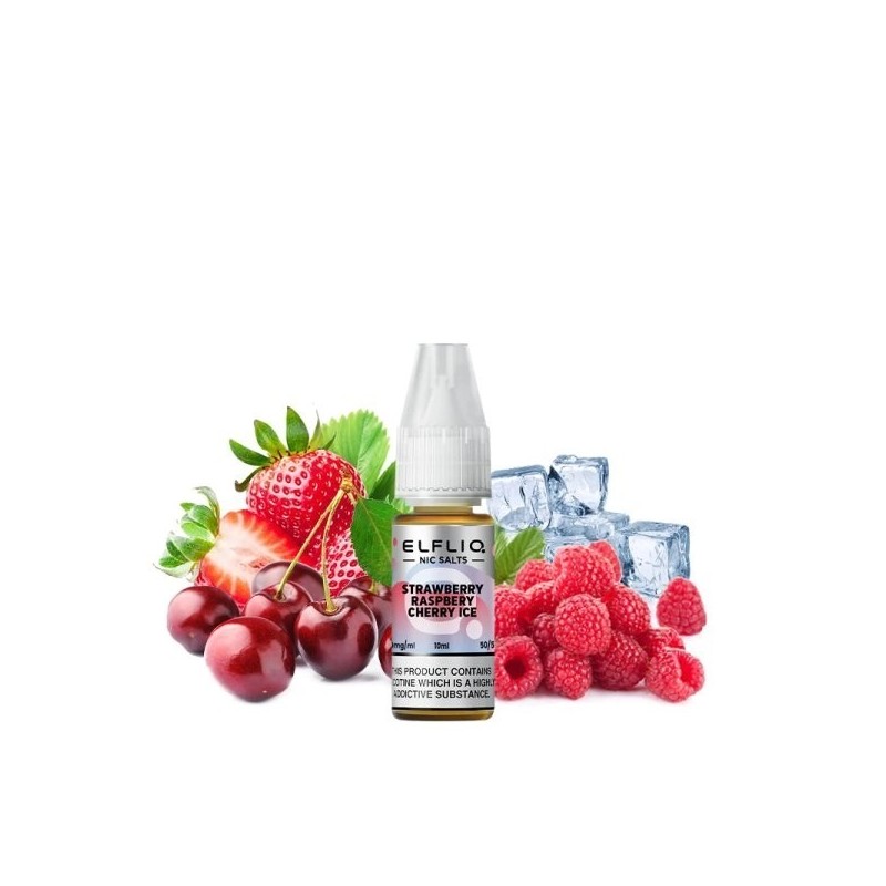 Liquid Elfbar Elfliq Salt 10ml - Strawberry Raspberry Cherry Ice 20mg | Eliq Vapoteur