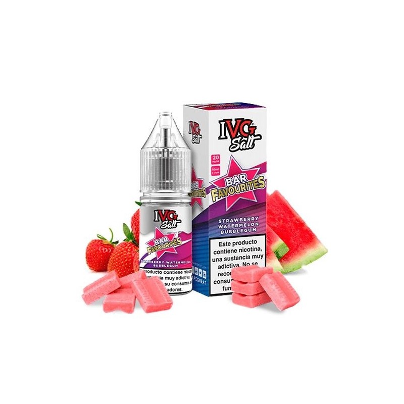 Liquid IVG Favourite Bar Salts 10ml - Strawberry Watermelon Bubblegum 20mg | Eliq Vapoteur