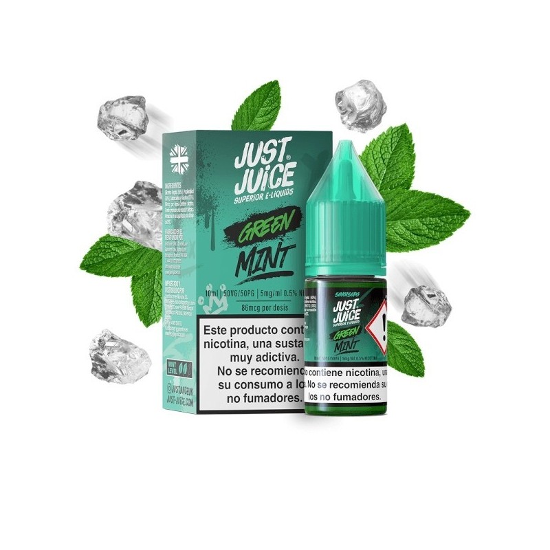 Liquid Just Juice Mint Range 10ml - Green 20mg | Eliq Vapoteur