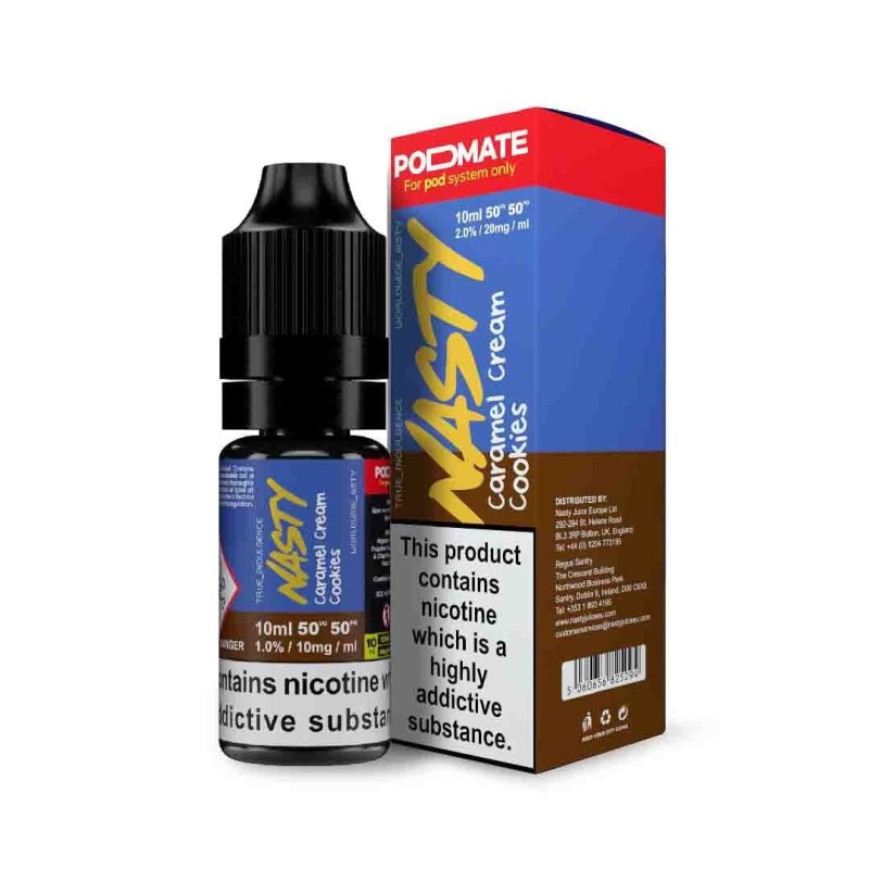 Liquid Nasty Salts 10ml - Caramel Cream Cookies 20mg | Eliq Vapoteur