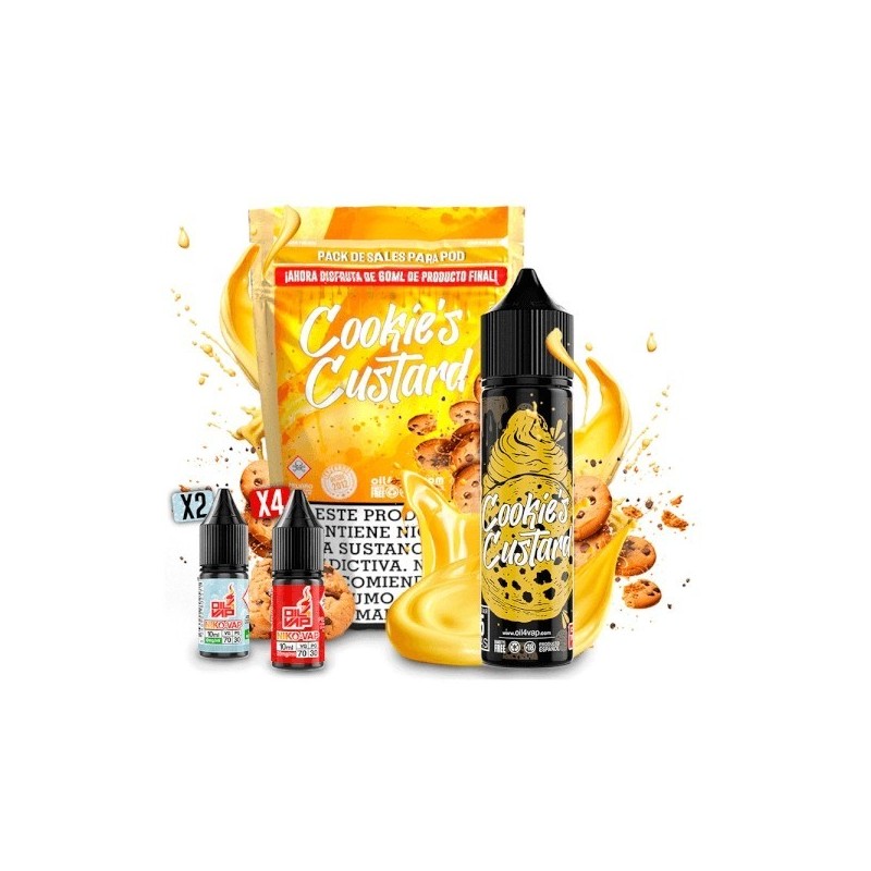 Longfill Oil4vap (Pack) 16/60ml - Cookie Custard | Eliq Vapoteur