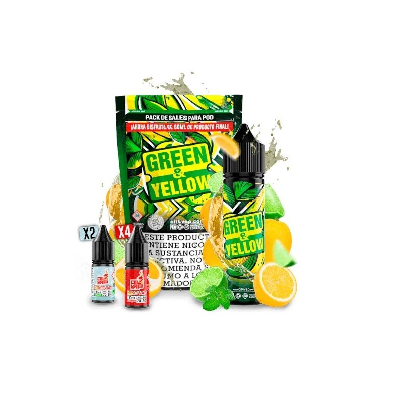 Longfill Oil4vap (Pack) 16/60ml - Green & Yellow | Eliq Vapoteur