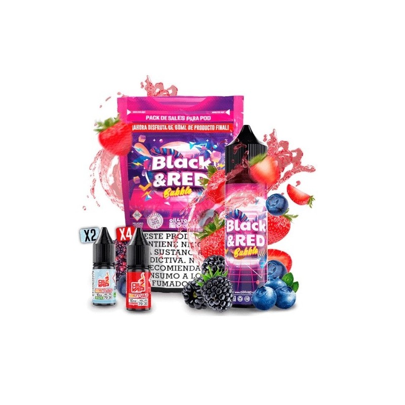 Longfill Oil4vap (Pack) 16/60ml - Black And Red Bubblegum | Eliq Vapoteur
