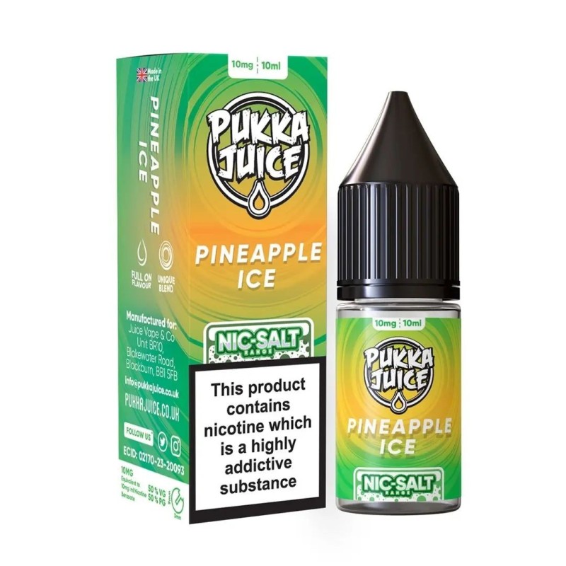 Liquid Pukka Juice Nic Salt 10ml - Pineapple Ice 20mg | Eliq Vapoteur