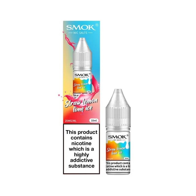 Liquid Smok Nic Salts 10ml - Straw Lemon Lime Ice 20mg | Eliq Vapoteur