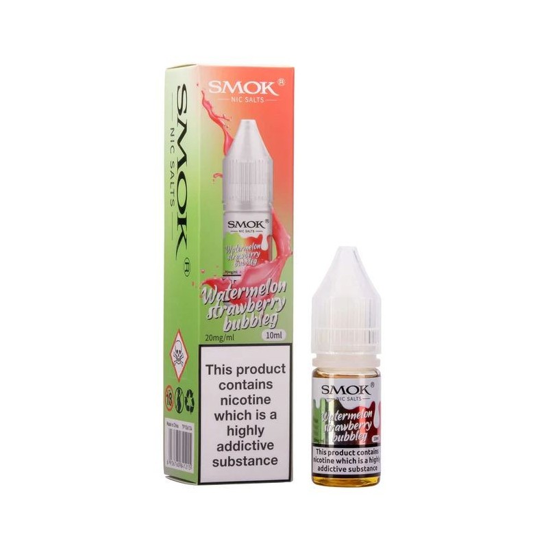 Liquid Smok Nic Salts 10ml - Watermelon Strawberry Bubbly 20mg | Eliq Vapoteur