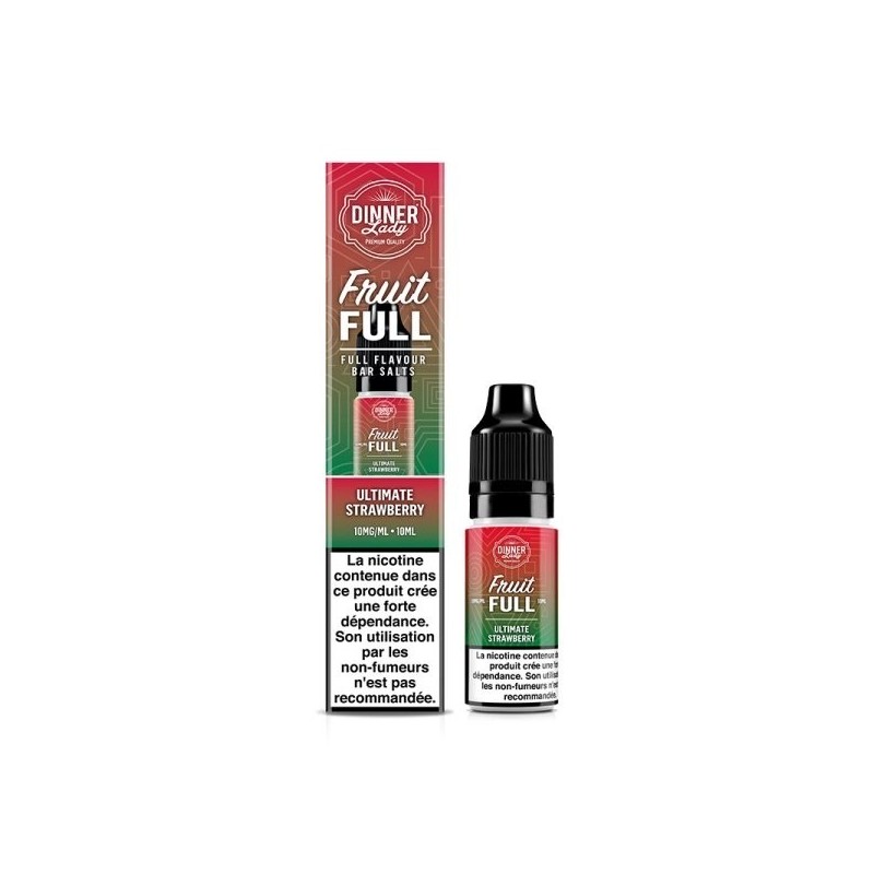 Liquid Dinner Lady Fruit Full Salt 10ml - Ultimate Strawberry 20mg | Eliq Vapoteur