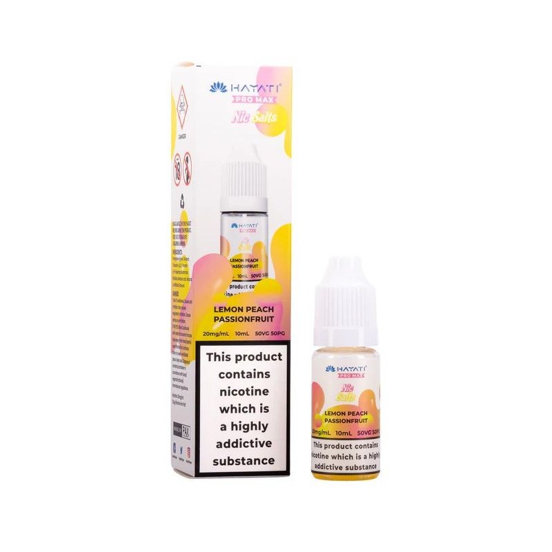 Liquid Hayati Pro Max Nic Salts 10ml - Citron Pêche Fruit de la Passion 20mg | Eliq Vapoteur