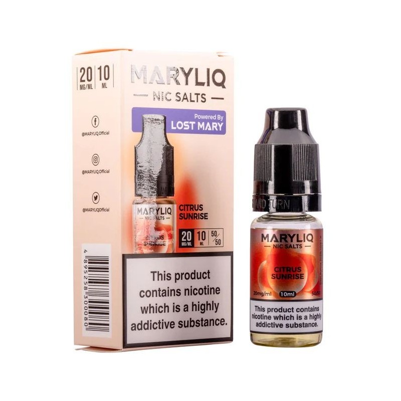 Maryliq Nic Salts E-liquid 10ml - Citrus Sunrise 20mg | EliqVapoteur