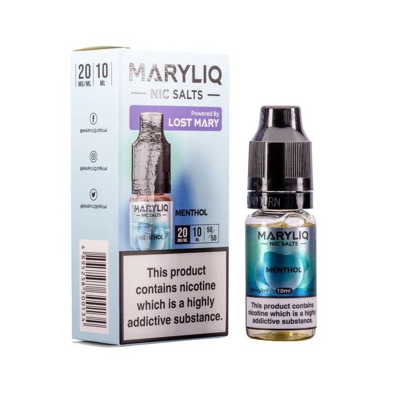 Liquid Maryliq Nic Salts 10ml - Menthol 20mg | Eliq Vapoteur