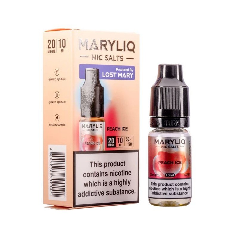Maryliq Nic Salts E-liquid 10ml - Peach Ice 20mg | EliqVapoteur