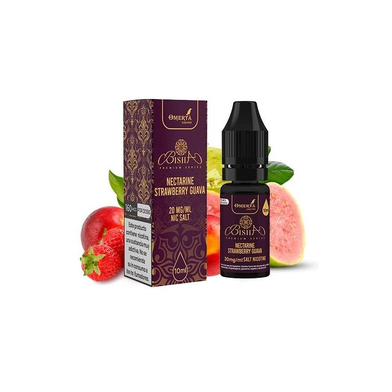 Liquid Omerta Bisha Salts 10ml - Nectarine Fraise Goyave 20mg | Eliq Vapoteur