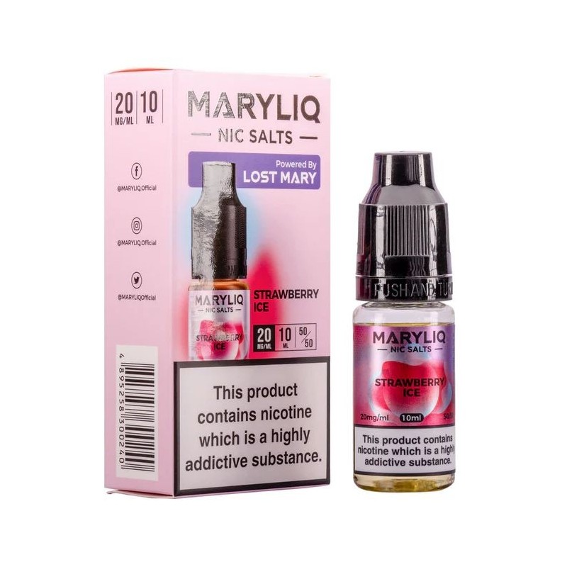 Maryliq Nic Salts E-liquid 10ml - Strawberry Ice 20mg | EliqVapoteur