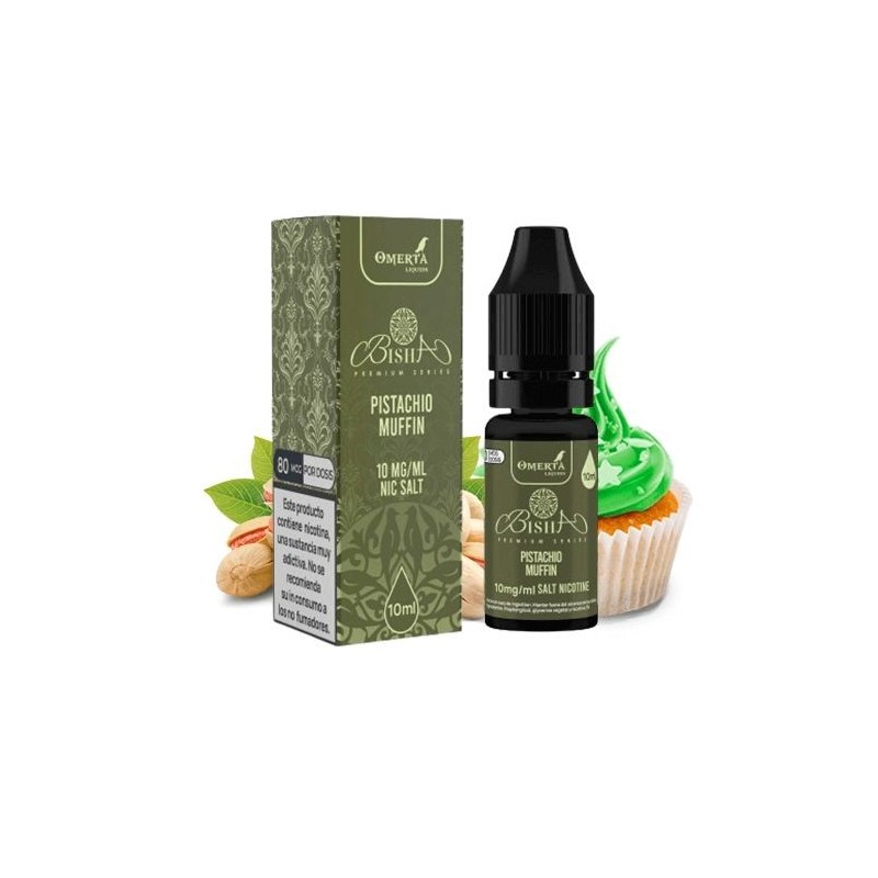 Liquid Omerta Bisha Salts 10ml - Pistachio Muffin 20mg | Eliq Vapoteur