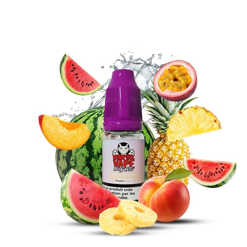 Liquid Vampire Vape NicSalts 10ml - Peach Pineapple Watermelon (Pêche Ananas Pastèque) 20mg | Eliq Vapoteur