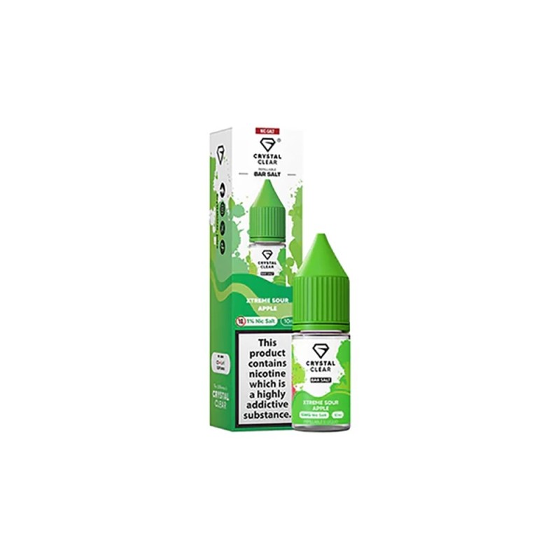 Liquid Crystal Clear Salts 10ml - Xtreme Sour Apple 20mg | Eliq Vapoteur