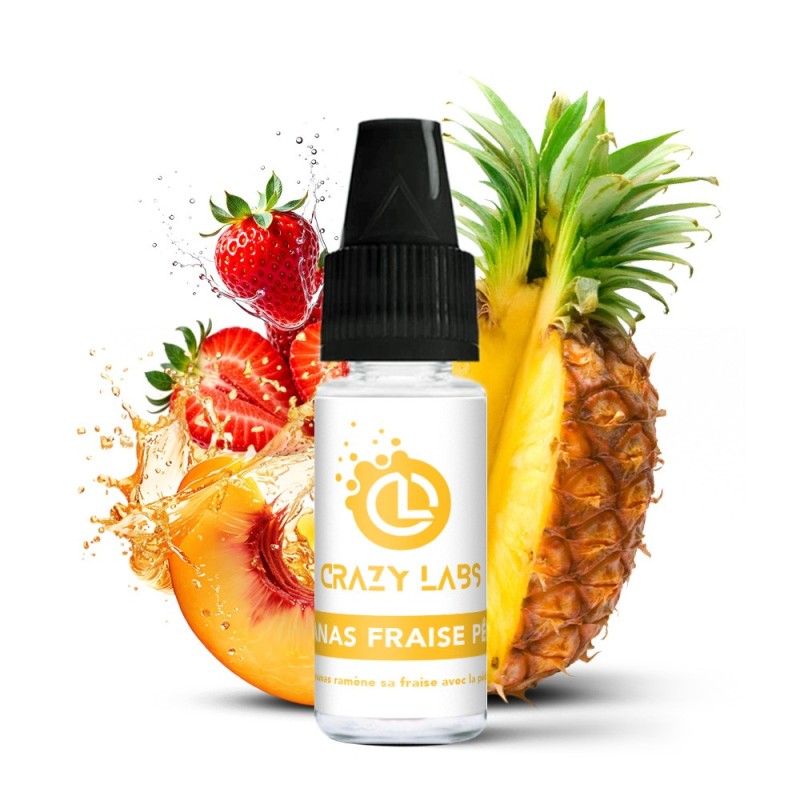 Crazy Labs E-liquid 10ml - Ananas Fraise Pêche 12mg | EliqVapoteur