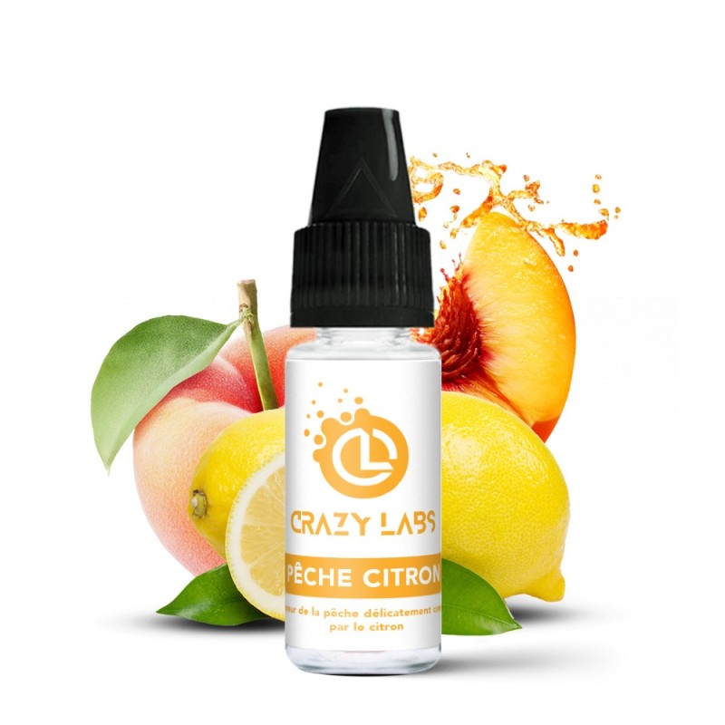 E-liquide Crazy Labs 10ml - Pêche Citron 6mg | EliqVapoteur