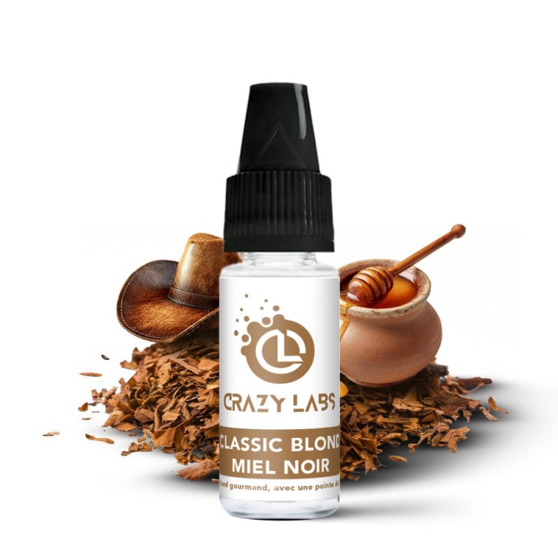 E-liquide Crazy Labs 10ml - Classic Blond Miel Noir 6mg | EliqVapoteur