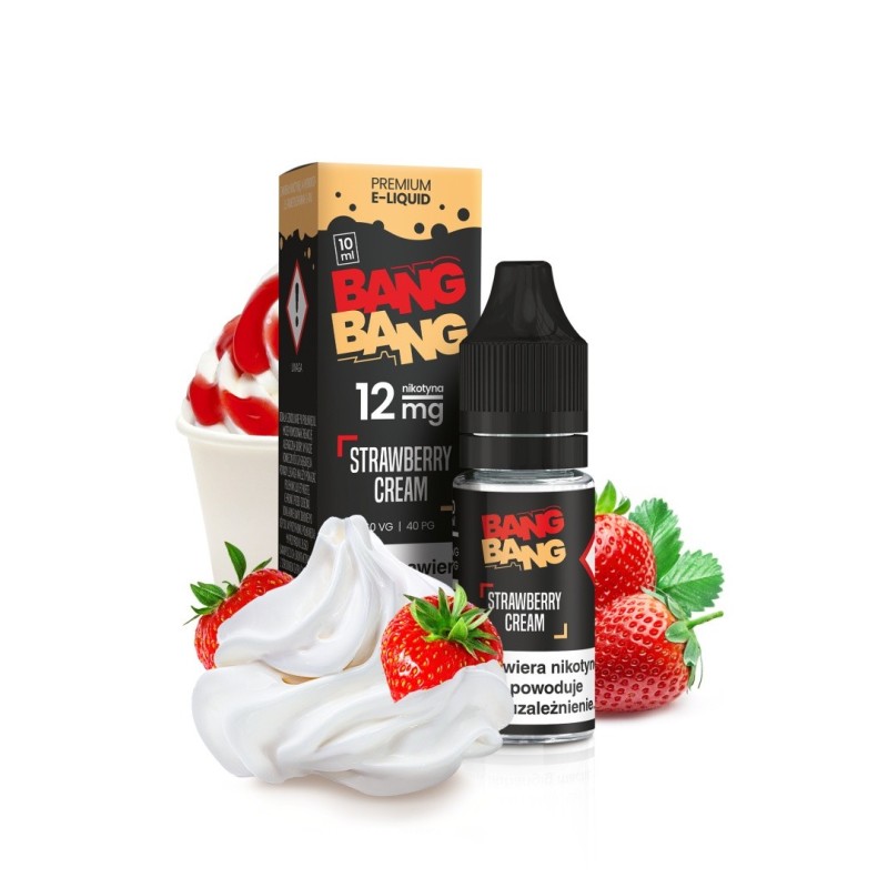 Liquid BANG BANG 10ml - Strawberry Cream 12mg (A25) | Eliq Vapoteur