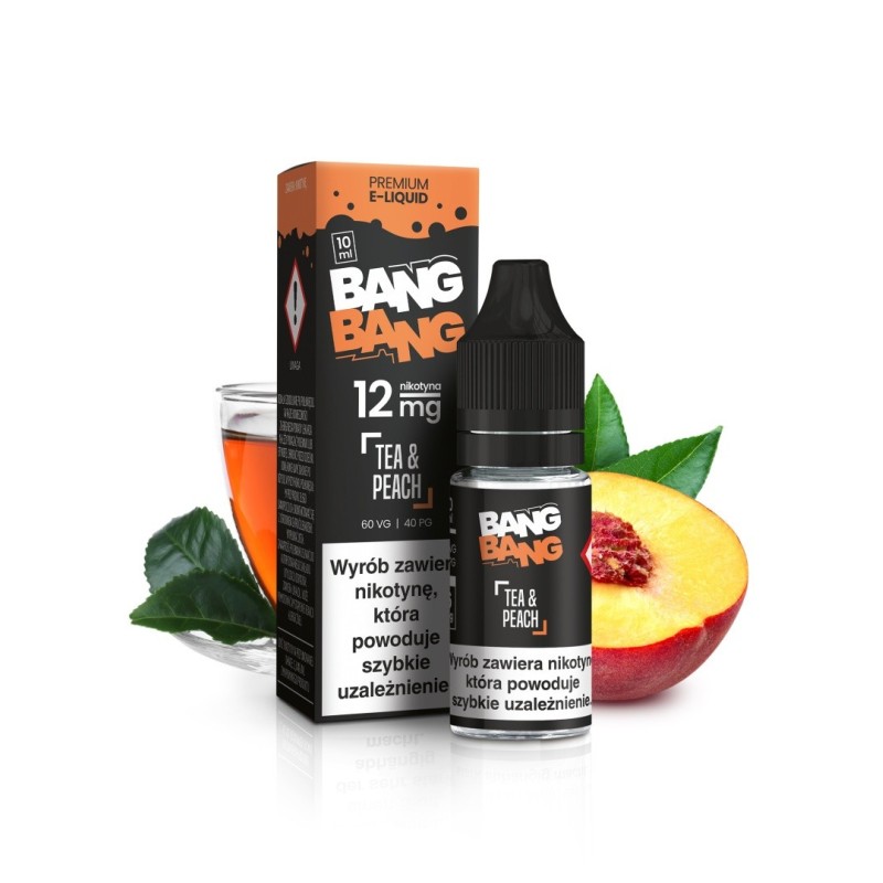 Liquid BANG BANG 10ml - Tea & Peach 12mg (A25) | Eliq Vapoteur