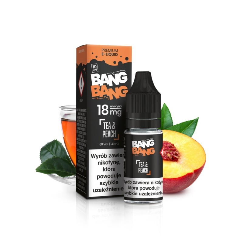 Liquid BANG BANG 10ml - Tea & Peach 18mg (A25) | Eliq Vapoteur