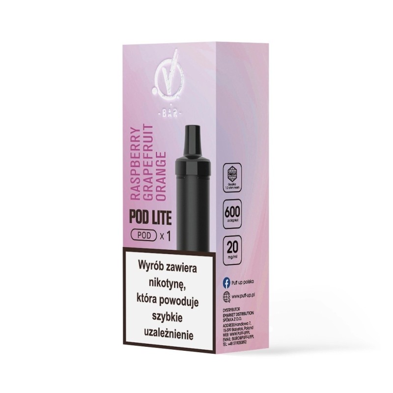 Kartridż Wkład Cubo Pod 20mg 2ml - Raspberry Grapefruit Orange (A25) | Eliq Vapoteur