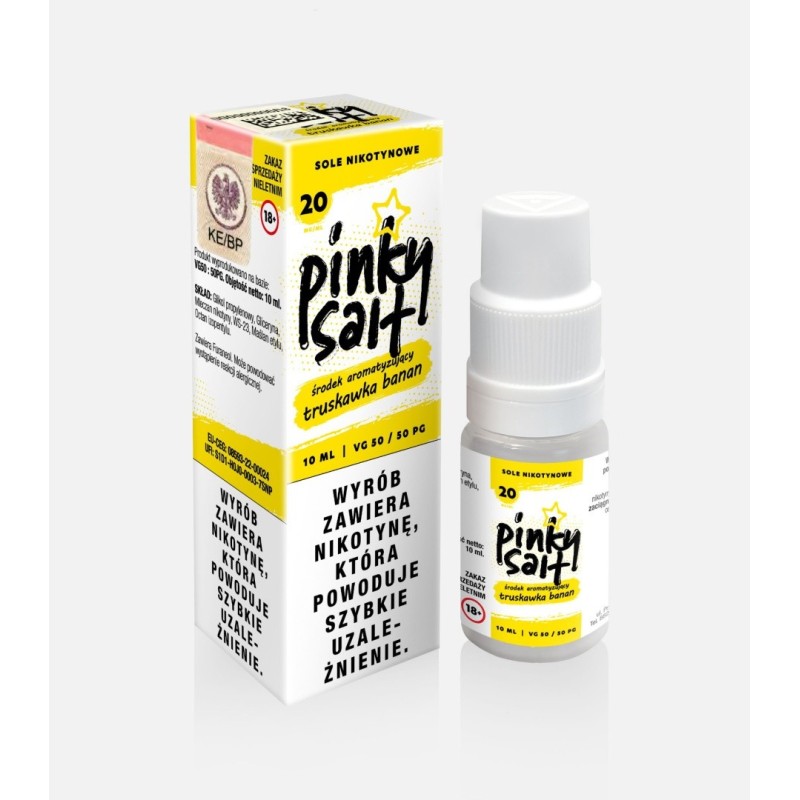 Liquid Pinky Vape Salt - 10ml Fraise Banane 20mg (A25) | Eliq Vapoteur