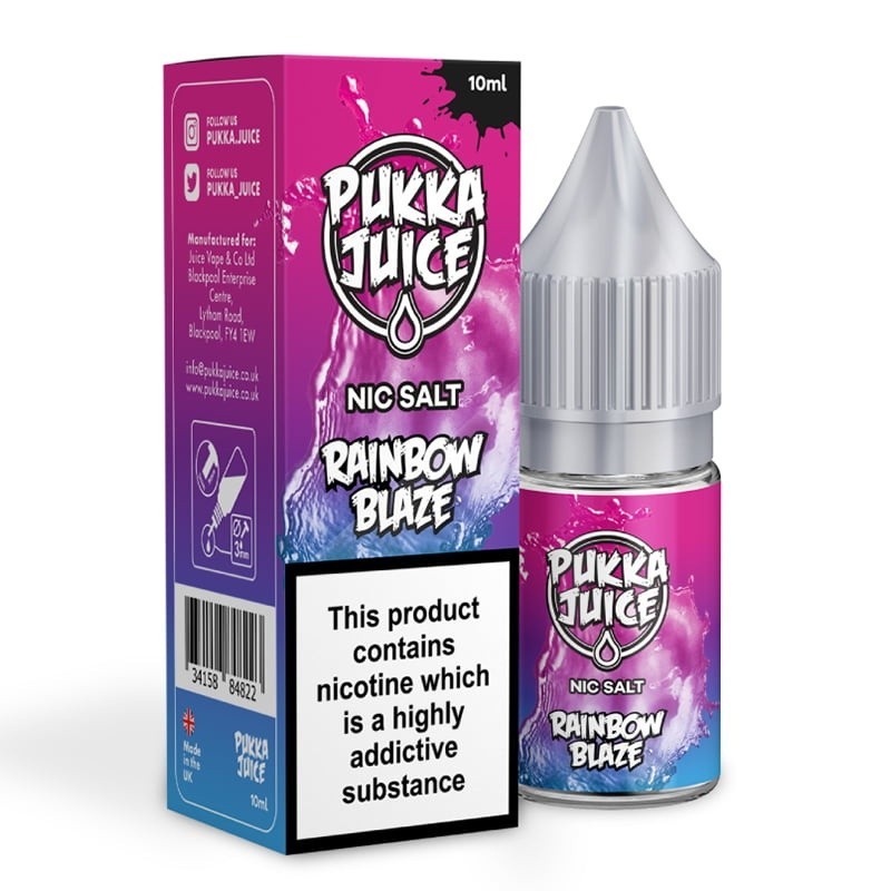 Liquid Pukka Juice 10ml - Rainbow Blaze 20mg salt  (A25) | Eliq Vapoteur