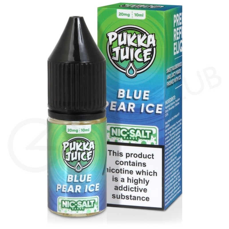 Liquid Pukka Juice 10ml - Blue Pear Ice 20mg salt  (A25) | Eliq Vapoteur