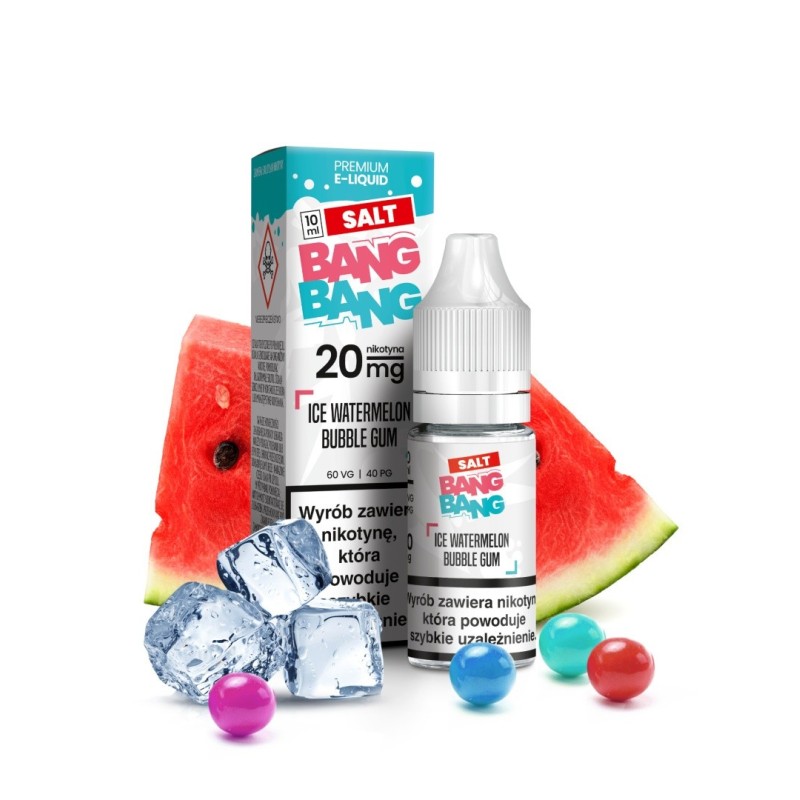 Liquid Bang Bang Salt 20mg 10ml - Ice Watermelon Bubblegum (A25) | Eliq Vapoteur