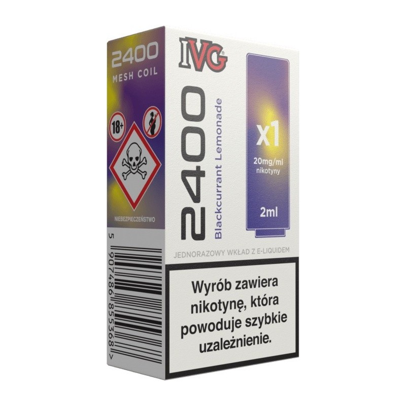 IVG 2400 Pod Blackcurrant Lemonade 20mg 2ml | Eliq Vapoteur