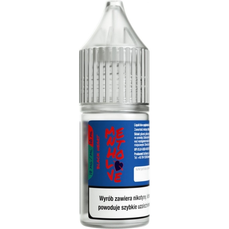 Liquid Mentholove Nicotine - Black Heart 18mg | EliqVapoteur