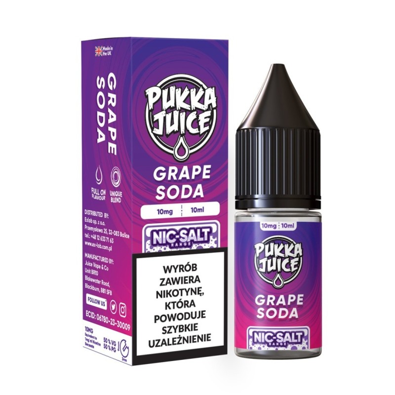 Liquid Pukka Juice 10ml - Grape Soda 20mg salt  (A25) | Eliq Vapoteur