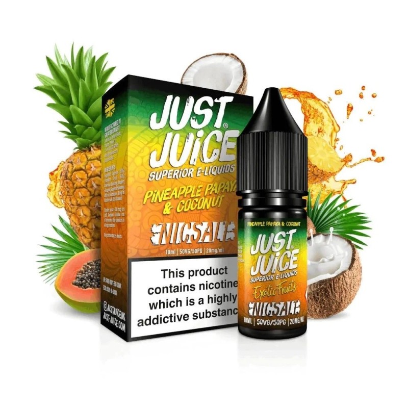 Liquid Just Juice Salt 10ml - Ananas Papaye Noix de Coco 20mg (A25) | Eliq Vapoteur