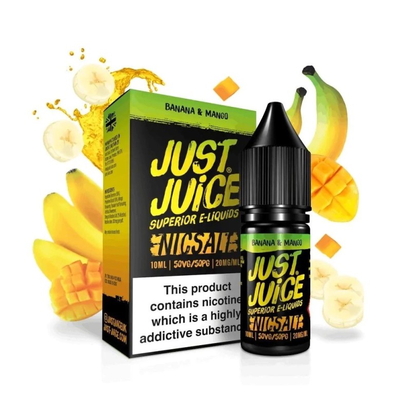 Liquid Just Juice Salt 10ml - Iconic Banana & Mango 20mg (A25) | Eliq Vapoteur