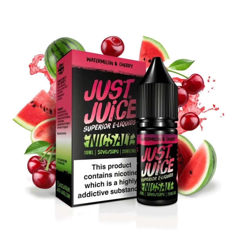 Liquid Just Juice Salt 10ml - Iconic Watermelon & Cherry 20mg (A25) | Eliq Vapoteur