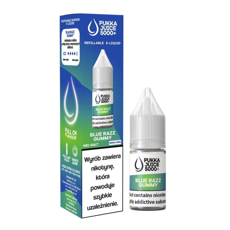 Liquid Pukka Juice 5000 Salt - Blue Razz Gummy 20mg | Eliq Vapoteur