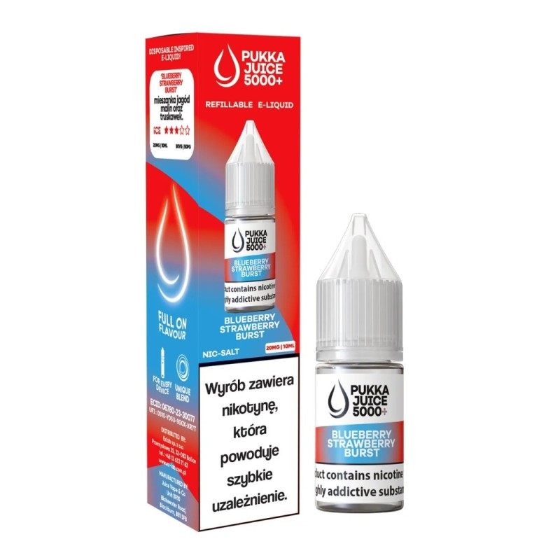 Liquid Pukka Juice 5000 Salt - Explosion de Myrtille et Fraise 20mg | Eliq Vapoteur