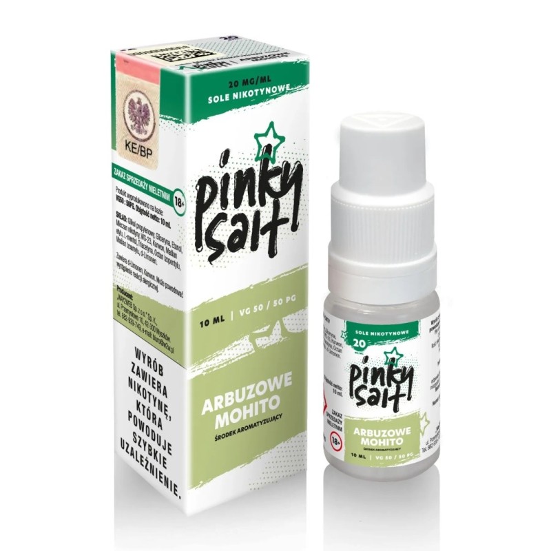 Liquid Pinky Vape Salt - 10ml Mojito à la pastèque 20mg (A25) | Eliq Vapoteur