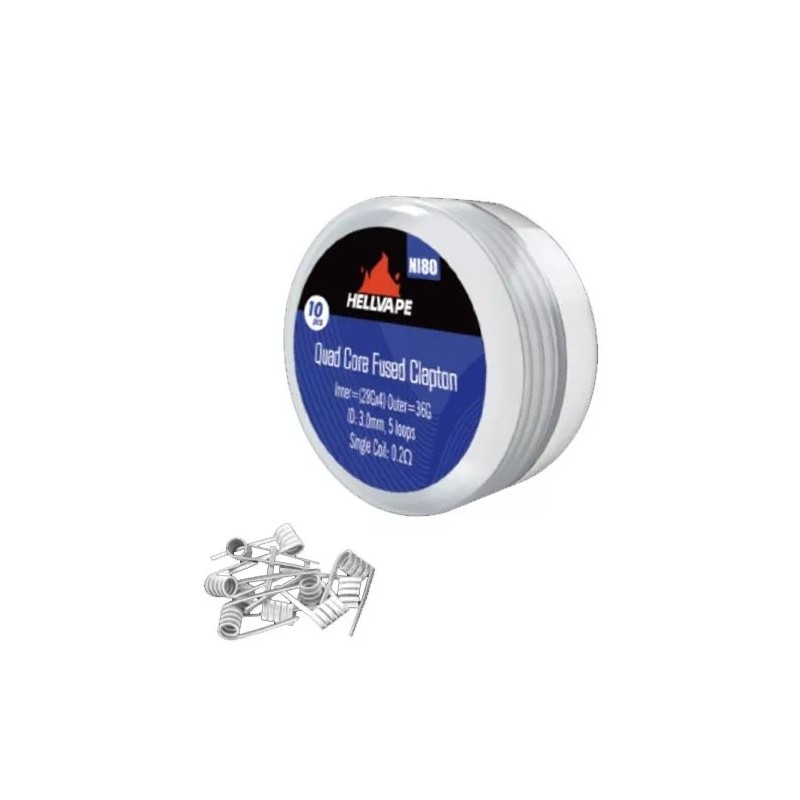 Hellvape - Ni80 Quad Core Fused Claptons Coils pre-built 0.2 OHM | Eliq Vapoteur