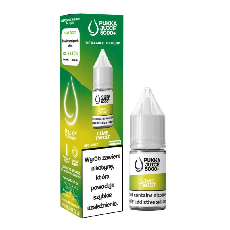 Liquid Pukka Juice Salt 5000 - Lime Twist 20mg | Eliq Vapoteur