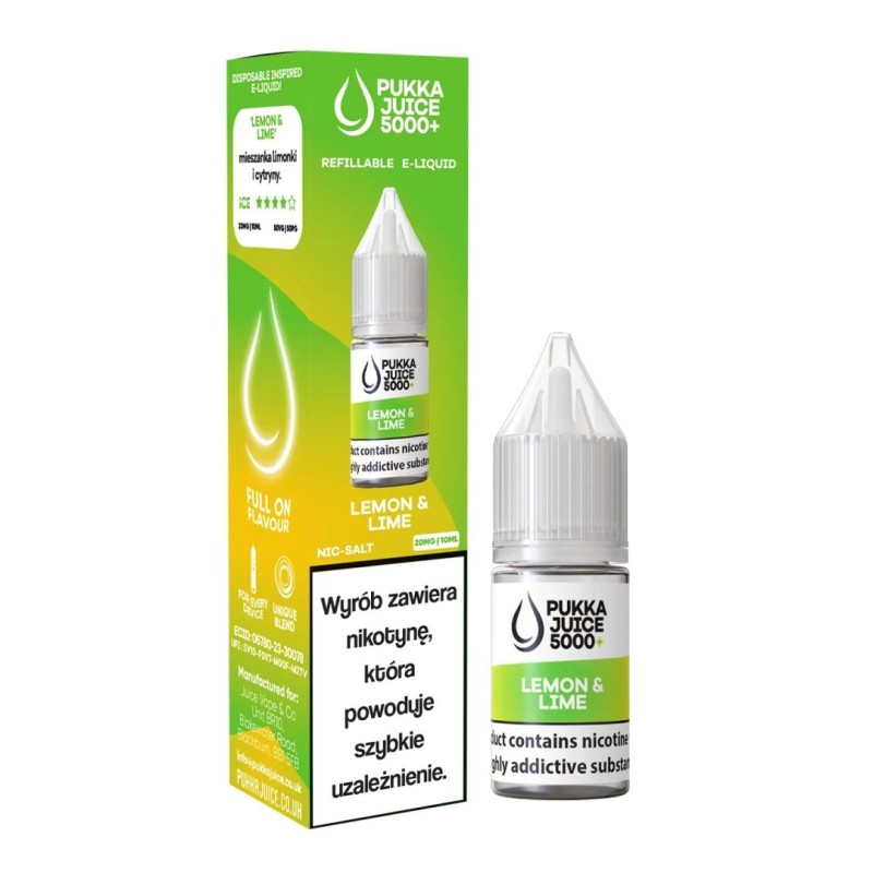 Liquid Pukka Juice Salt 5000 - Lemon Lime 20mg | Eliq Vapoteur