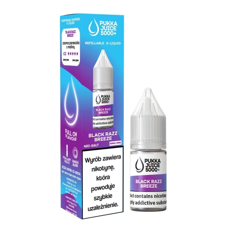 Liquid Pukka Juice Salt 5000 - Black Razz Breeze 20mg | Eliq Vapoteur