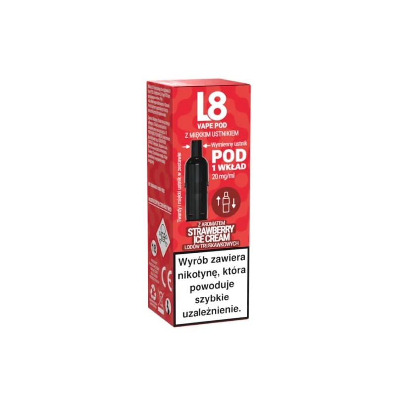 Wkład L8 Vape 800puff 20mg - Strawberry Ice Cream | Eliq Vapoteur