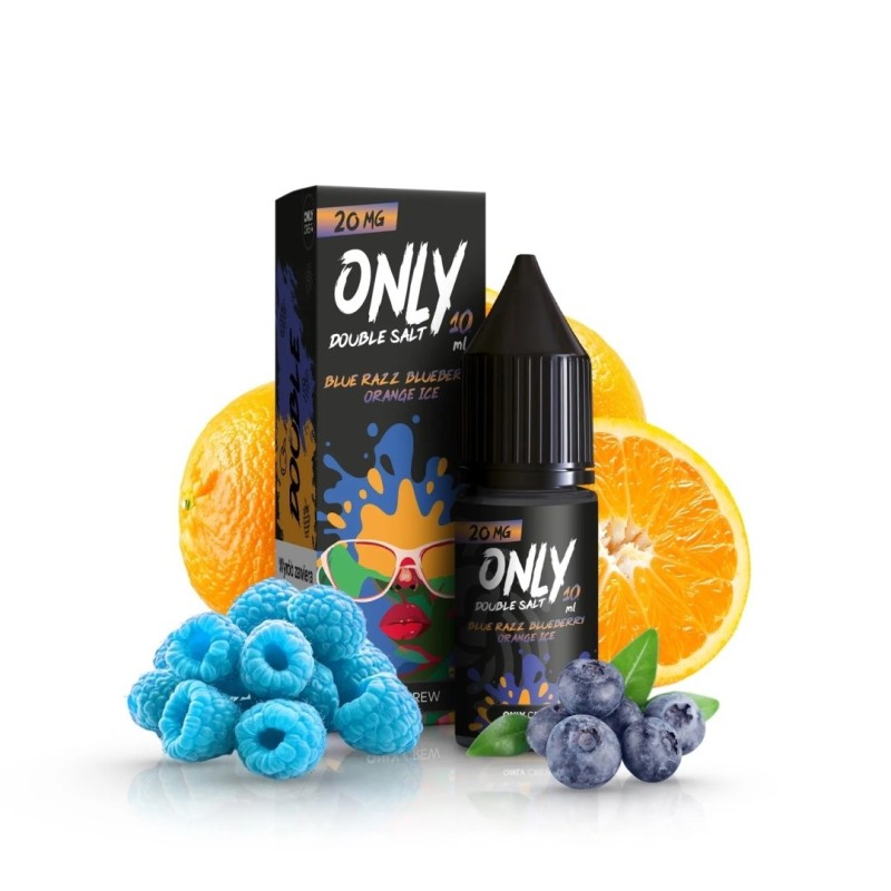 Liquid Only Double Salt 10ml - Blue Razz Blueberry Orange Ice 20mg | Eliq Vapoteur