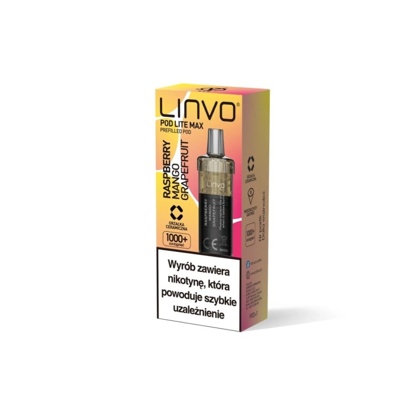 Linvo Pod Lite MAX Replacement Pod - Raspberry Mango Grapefruit 20mg | EliqVapoteur